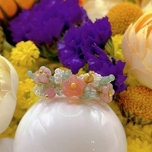BOHO Seeds Beaded Adjustable Ring (Flowers Handmade)